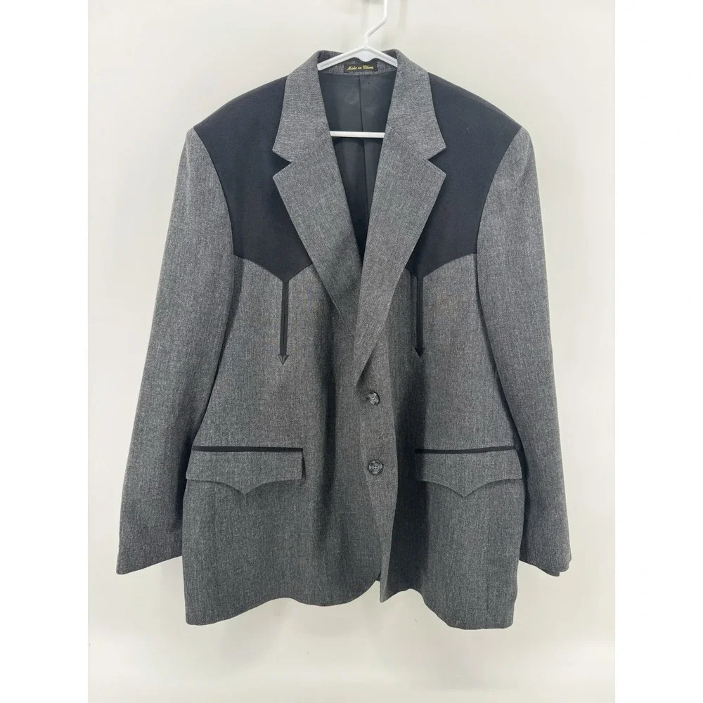 Circle Dallas Texas Blazer Mens 50R Gray Black Yoke Western Cowboy Rodeo Jacket